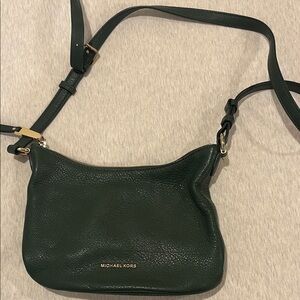 Michael Kors Dark Green Pebbled Leather Crossbody Bag